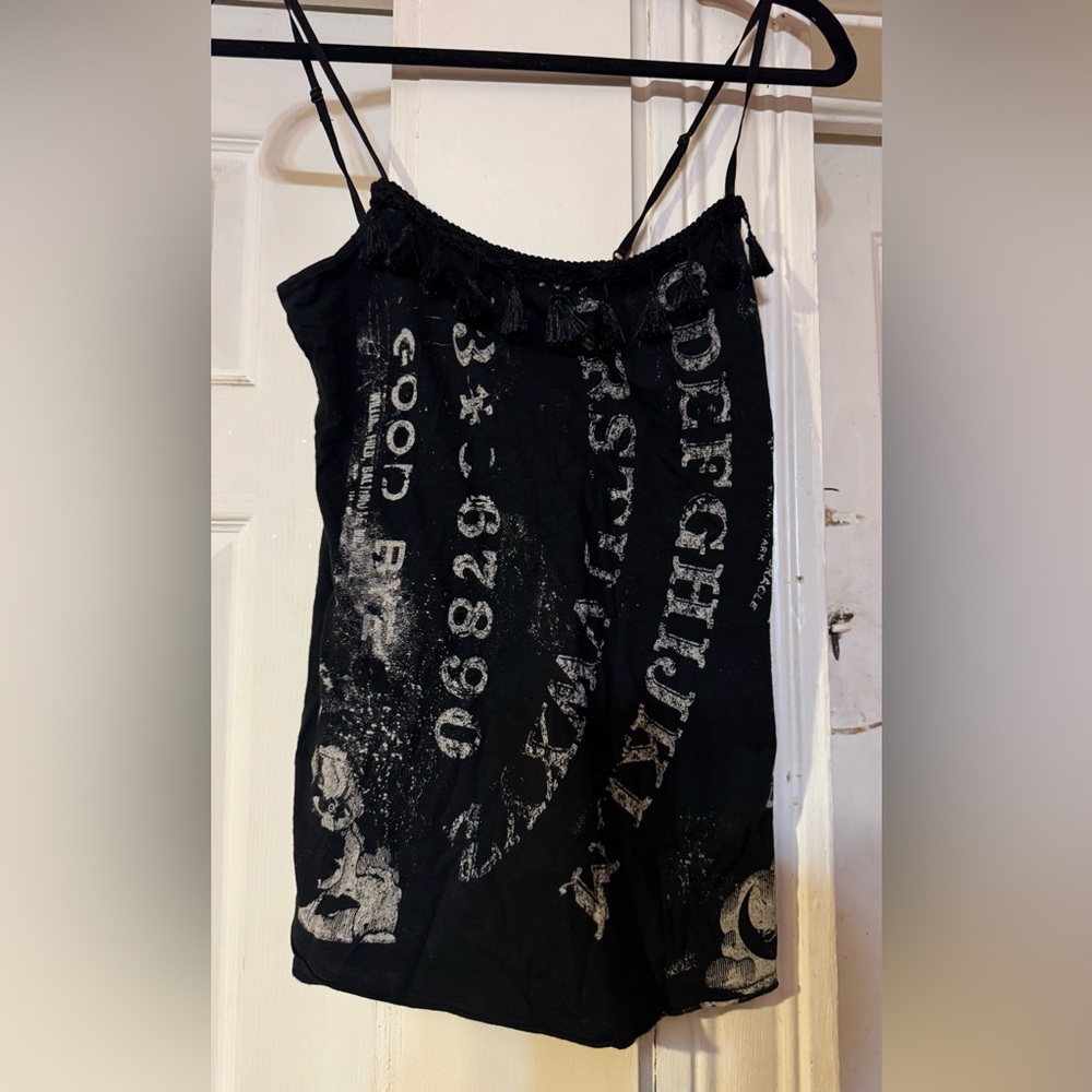 Lip Service vintage Y2K Ouija board tassel black tank top M